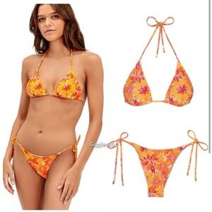 Vibrant Floral Bikini Set in Orange